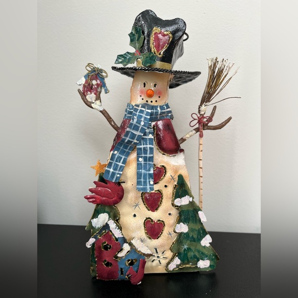 Rustic Snowman Candle/Lantern Candle Holder - Picture 1 of 8